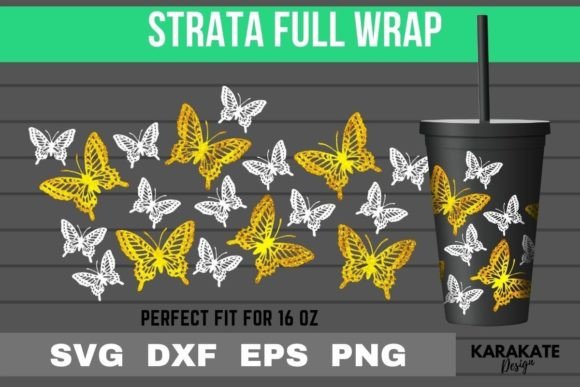 Big Butterfly, 16 Oz Strata Cup Wrap SVG