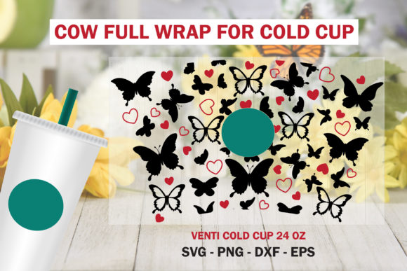 Butterfly Full Wrap Venti Cold Cup 24 Oz