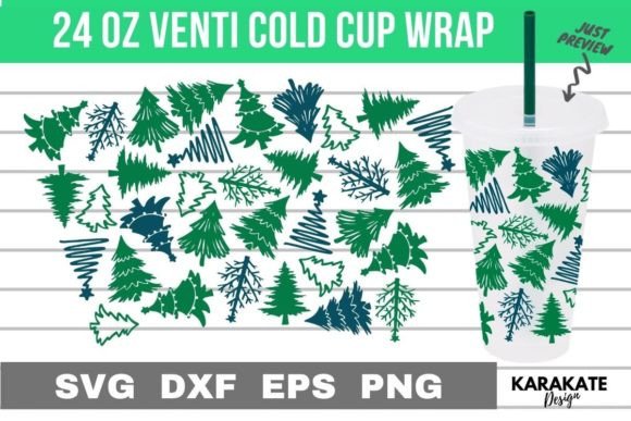 Christmas Tree 24 Oz Venti Cup Wrap SVG