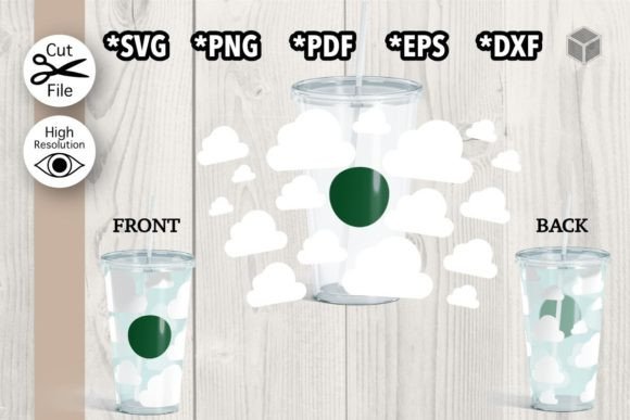 Clouds Cup Wrap SVG for 24 Oz Cold Cups