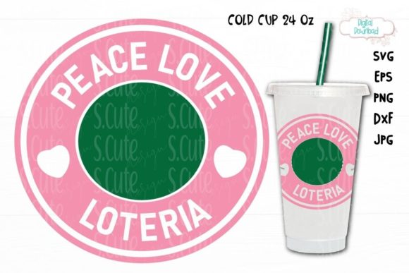 Cold Cup 24 Oz, Peace Love Loteria SVG