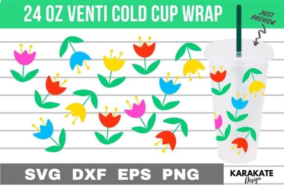 Cute Flower 24 Oz Venti Cup Wrap SVG