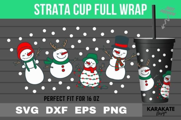 Cute Snow Man, 16 Oz Strata Cup Wrap SVG