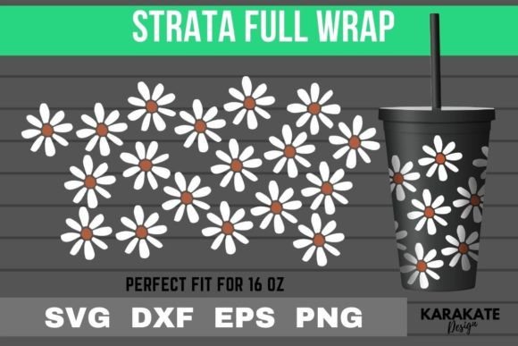 Daisy Flower, 16 Oz Strata Cup Wrap SVG