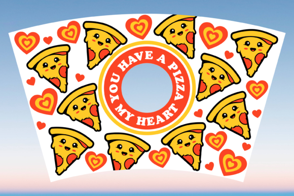 Funny Pizza Heart Starbucks Cup Wrap SVG