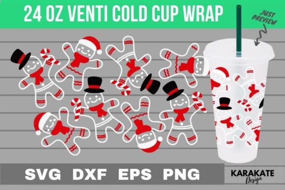 Ginger Bread 24 Oz Venti Cup Wrap SVG
