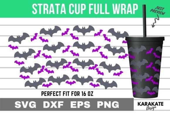 Halloween Bat, 16 Oz Strata Cup Wrap SVG