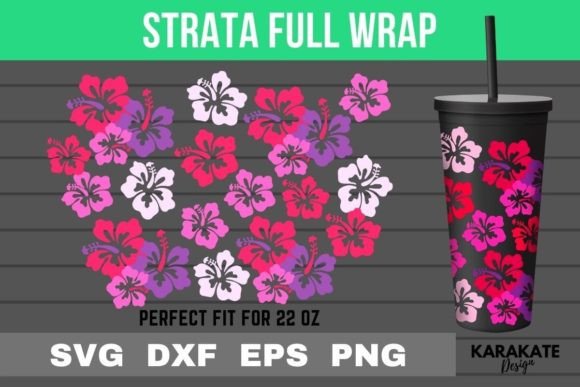 Hibiscus, 22 Oz Strata Cup Wrap SVG