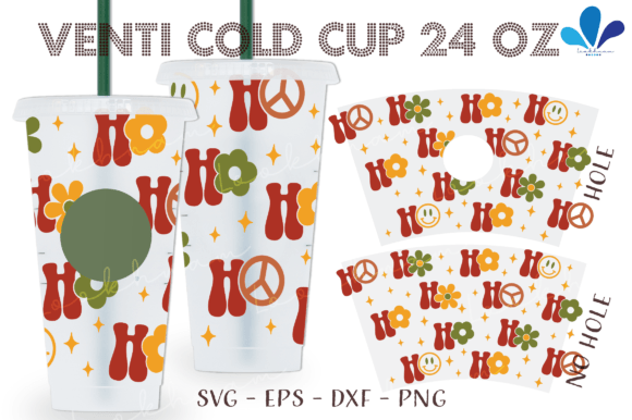 Ho Christmas Groovy Venti Cup Wrap SVG