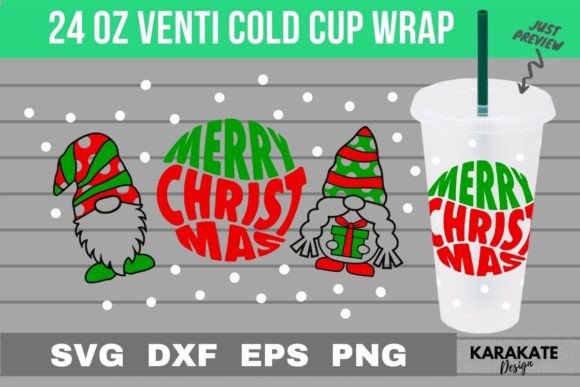 Merry Gnome 24 Oz Venti Cup Wrap SVG