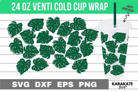 Monstera Line Venti Cup Wrap SVG