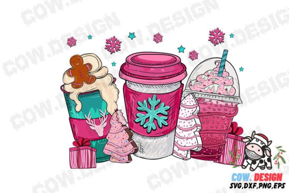 Pink Christmas Coffee Cup Cake SVG
