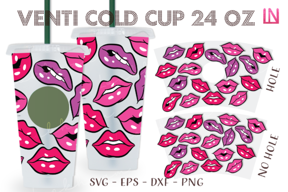 Sexy Lips Smack Venti Cold Cup Wrap SVG