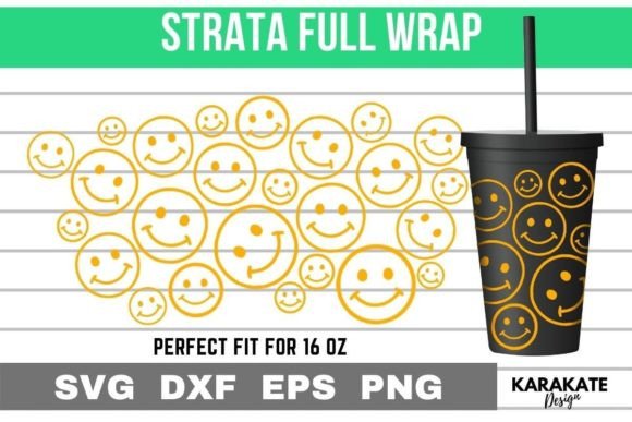 Smiley Face, 16 Oz Strata Cup Wrap SVG