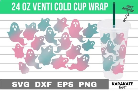 Smiley Ghosts Venti Cup Wrap SVG
