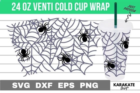 Spider Web, 24 Oz Venti Cup Wrap SVG