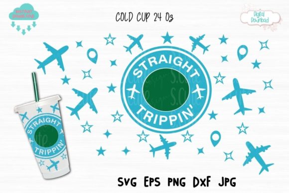 Travel Cup 24 Oz SVG, Straight Full Warp