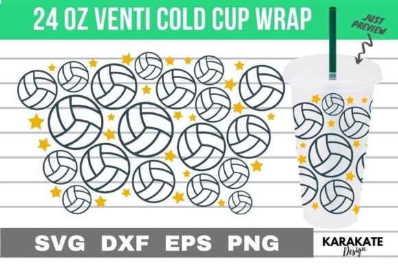 Volleyball Line Venti Cup Wrap SVG